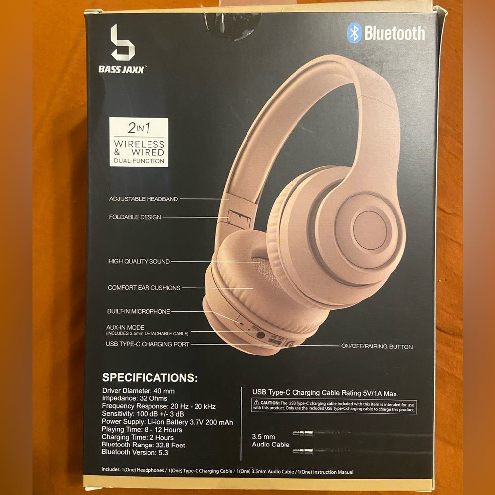 NWT Bass Jaxx Tan Bluetooth Headphones - Picture 2 of 5